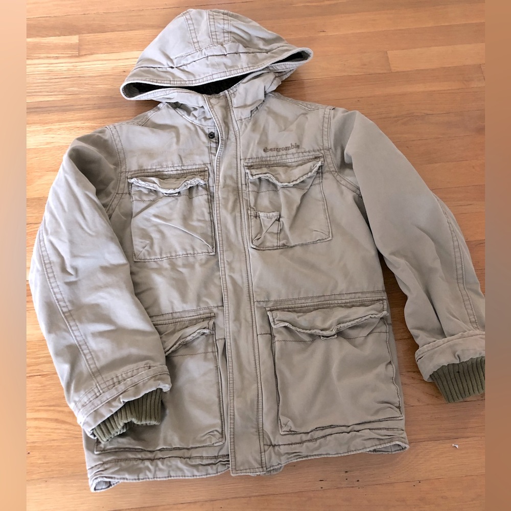 Abercrombie & Fitch Wilcox Field Shearling Lined Military Hooded Cargo Jacket